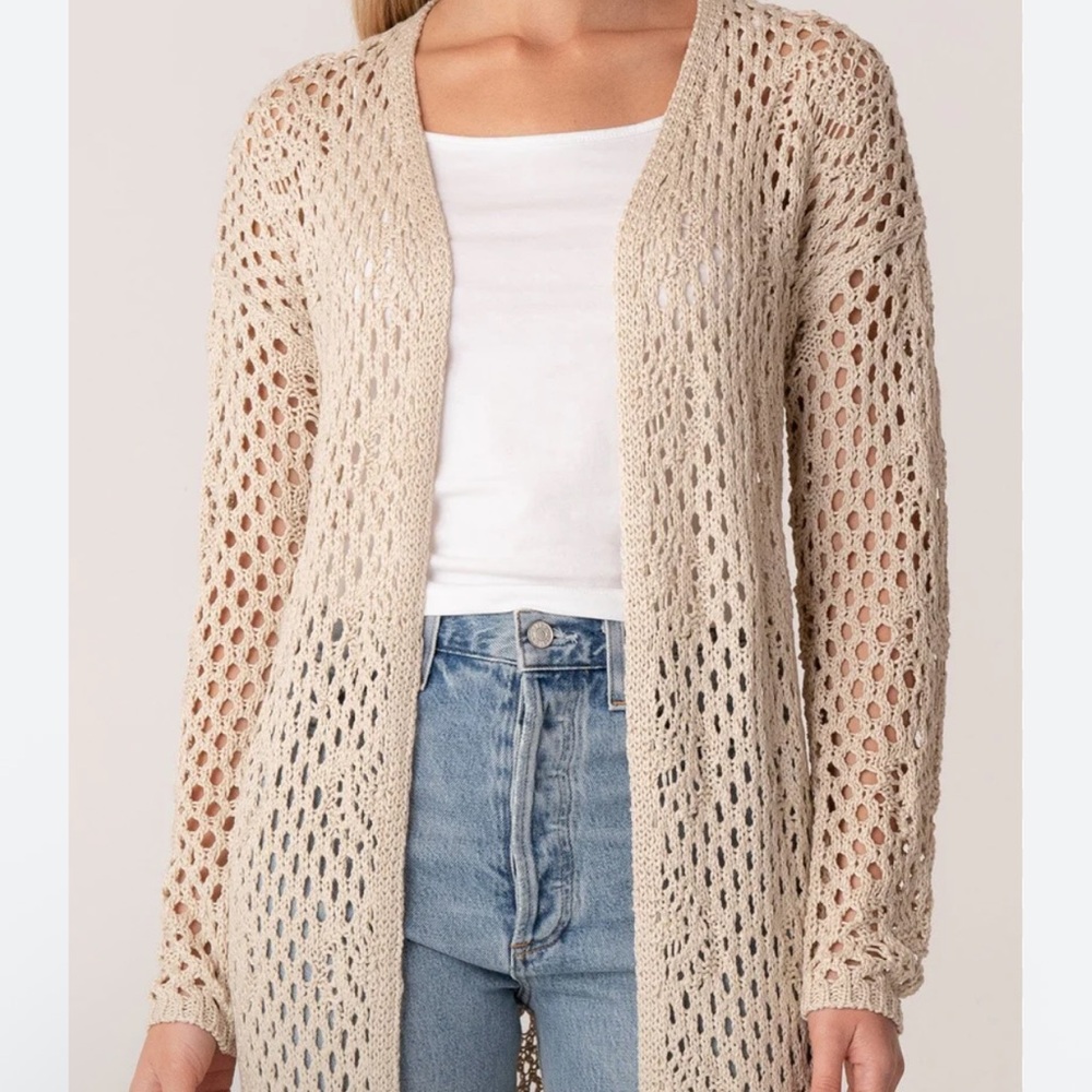 NWT • Artelier - Nicole Miller • Hooded Crochet Cardigan •